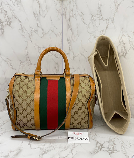 Gucci Vintage Web Medium Boston Bag Cognac