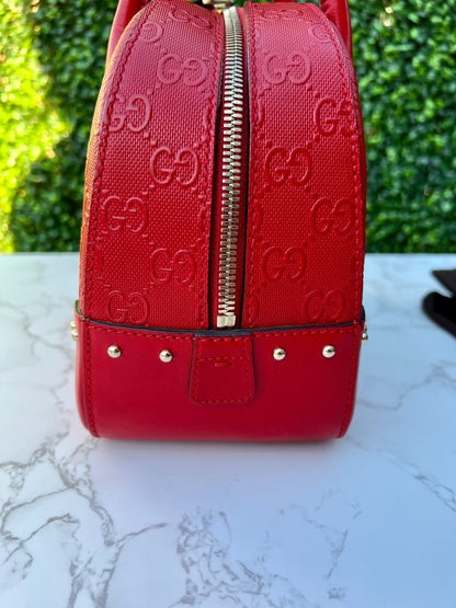 GG Red Diamante Top Handle Leather Shoulder Bag