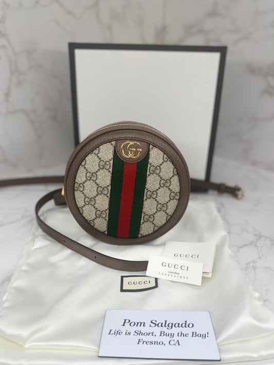 Gucci Ophidia Round Backpack GG Coated Canvas Mini