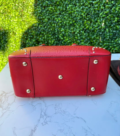 GG Red Diamante Top Handle Leather Shoulder Bag