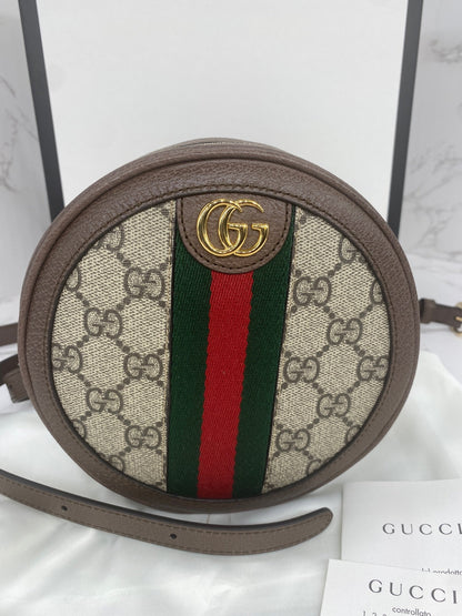 Gucci Ophidia Round Backpack GG Coated Canvas Mini