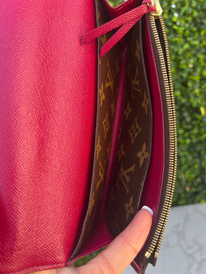 Emilie Monogram Wallet in Fuchsia