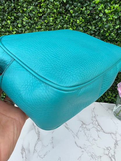 Turquoise Soho Disco Pebbled Leather Shoulder Bag