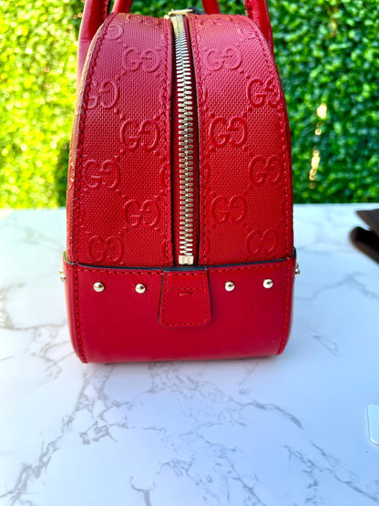 GG Red Diamante Top Handle Leather Shoulder Bag