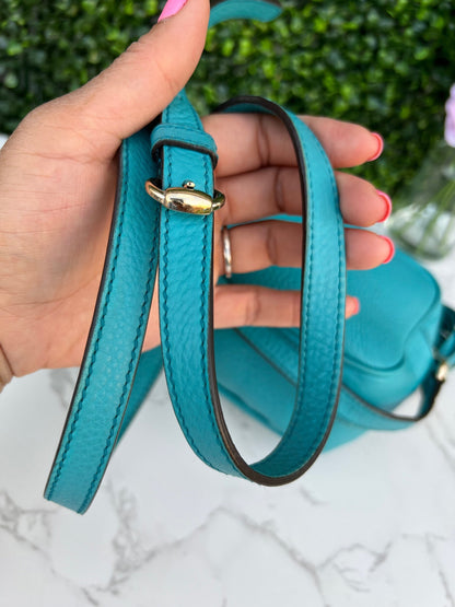 Turquoise Soho Disco Pebbled Leather Shoulder Bag