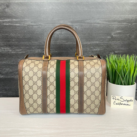 Vintage Gucci Sherry Line Web Boston Bag