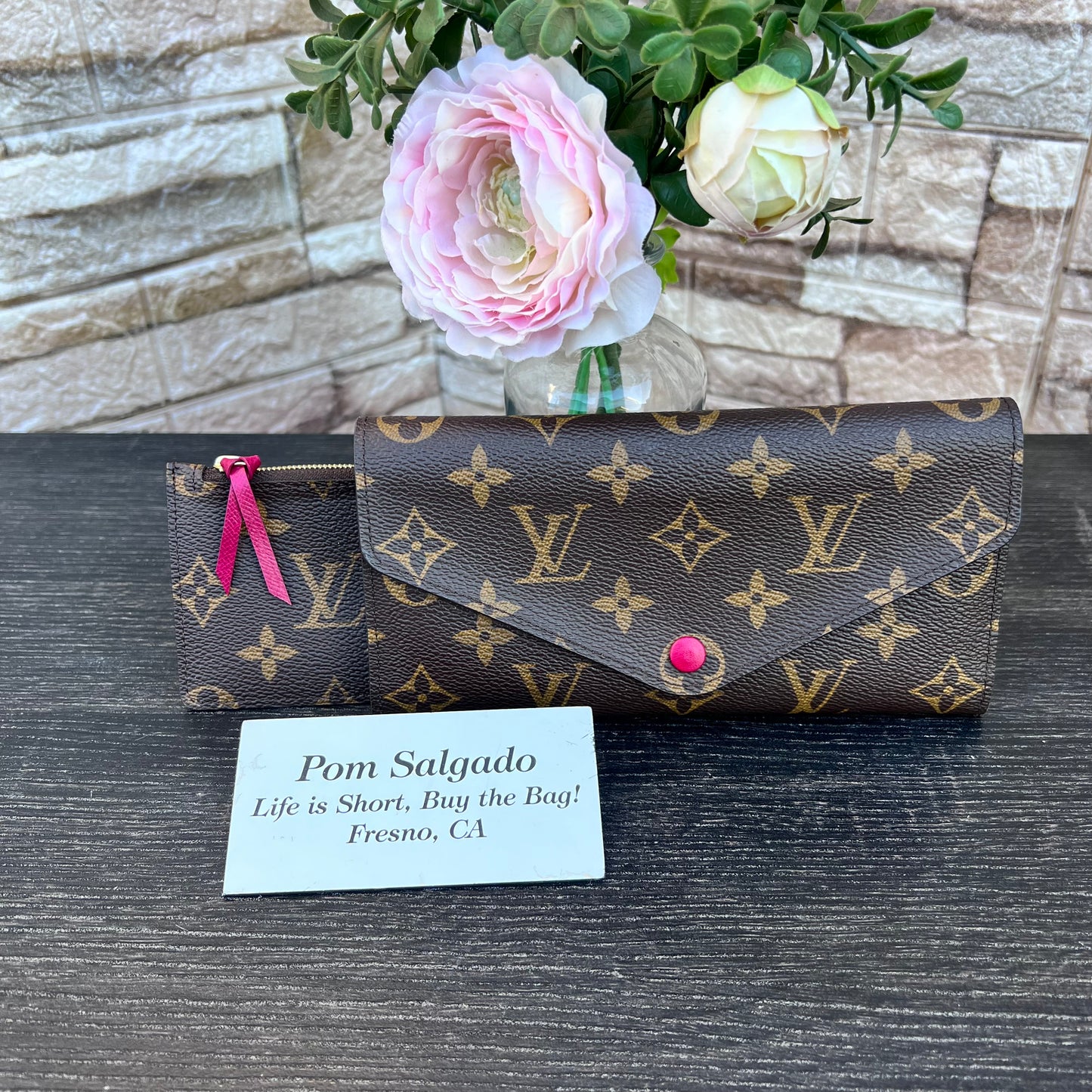 Josephine Fushcia Monogram Wallet