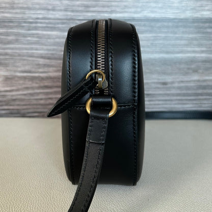 GG Webby Bee Black Leather Crossbody Bag