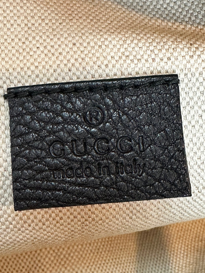 Large GG Logo Print Leather Belt Bag Black