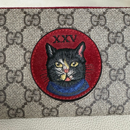 Mystic Cat GG Supreme Zip Around Wallet Beige