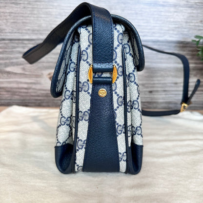 Vintage Web Navy Blue Crossbody Bag