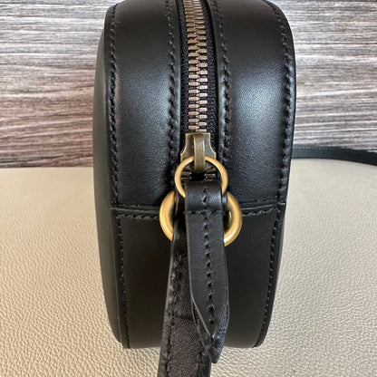 GG Webby Bee Black Leather Crossbody Bag