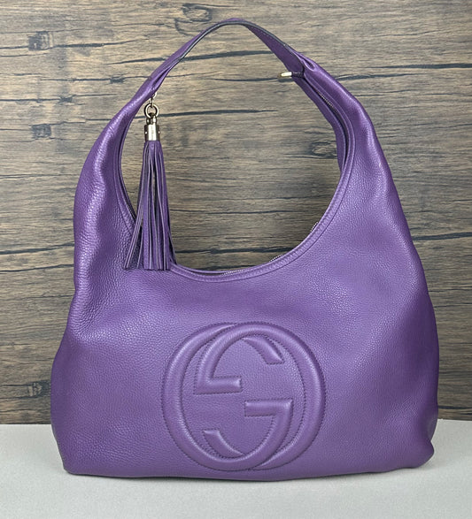 Large Soho Purple Leather Hobo Bag