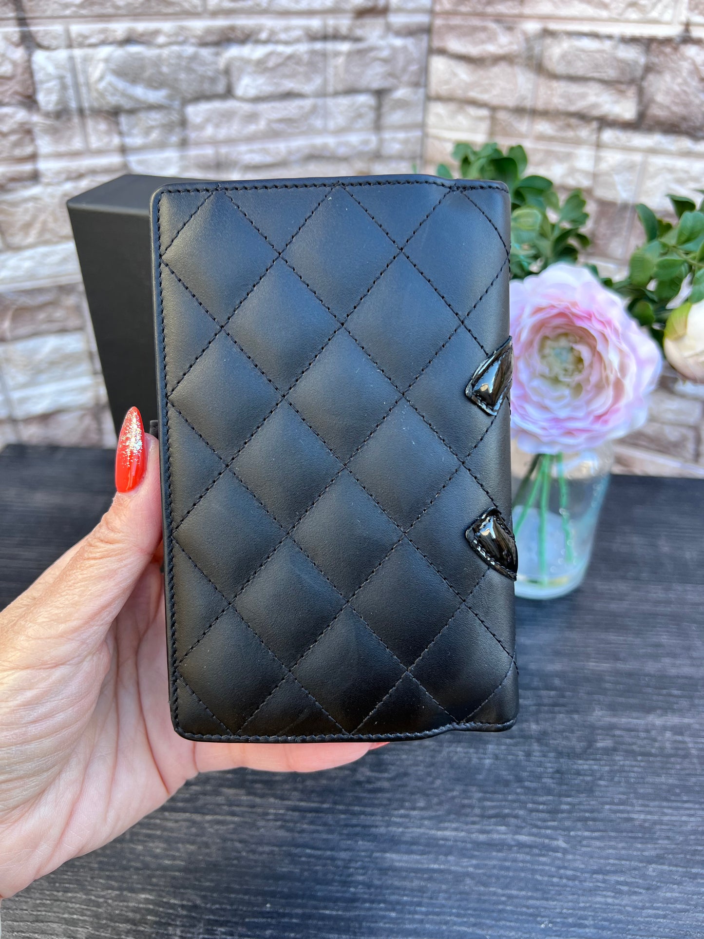 CC Cambon Black Quilted Bifold Snap Wallet