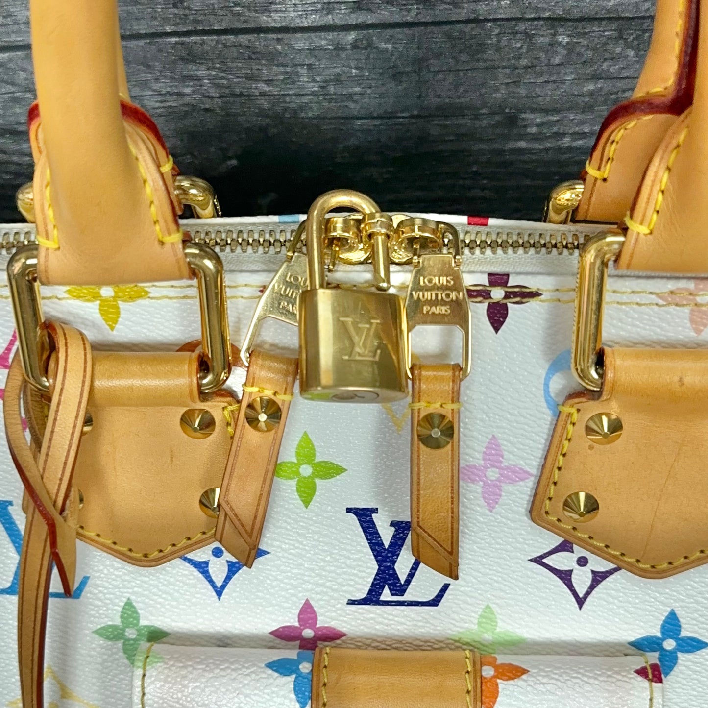 Louis Vuitton Limited Edition Alma GM White Multicolore