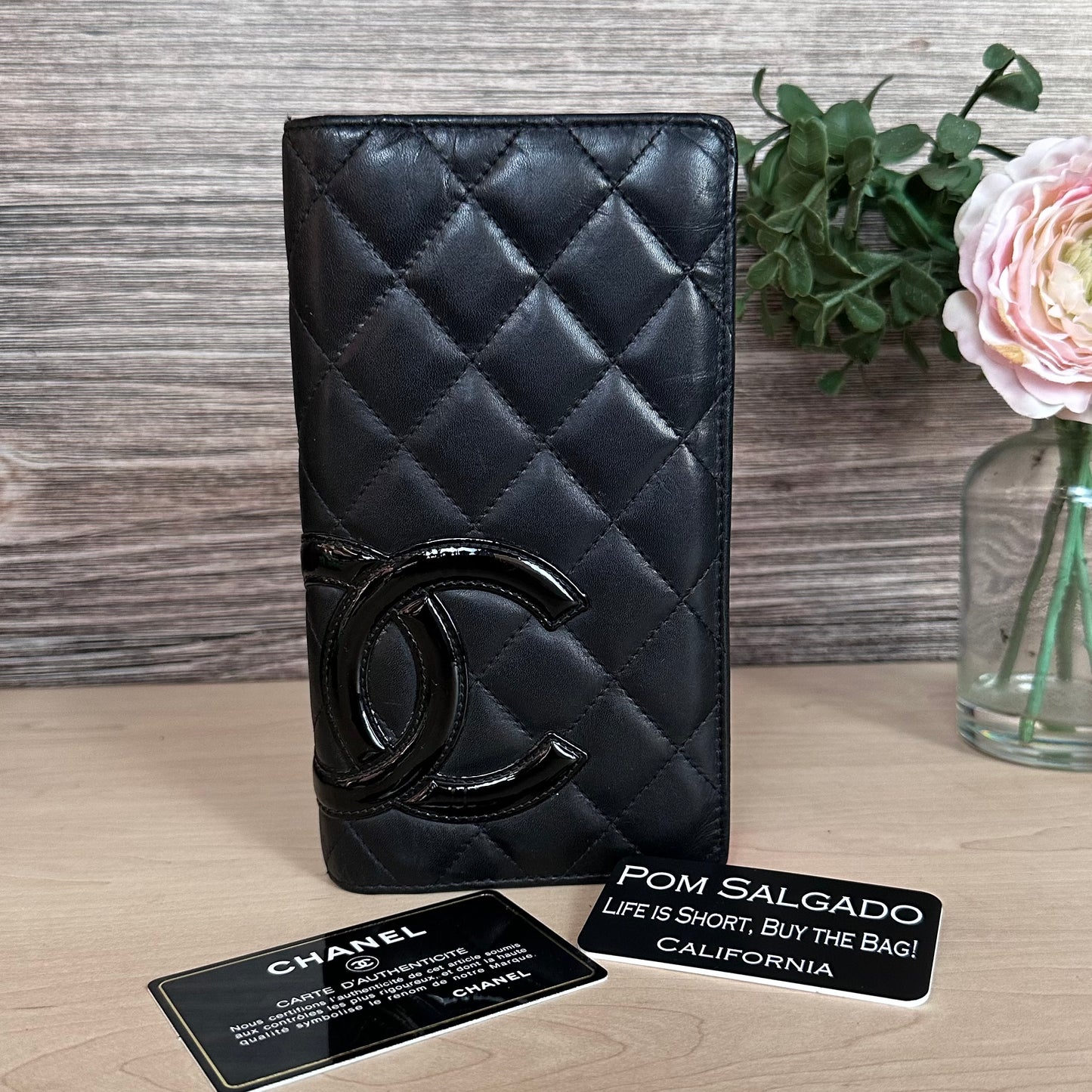 Chanel Black Cambon Ligne Bifold Long Wallet
