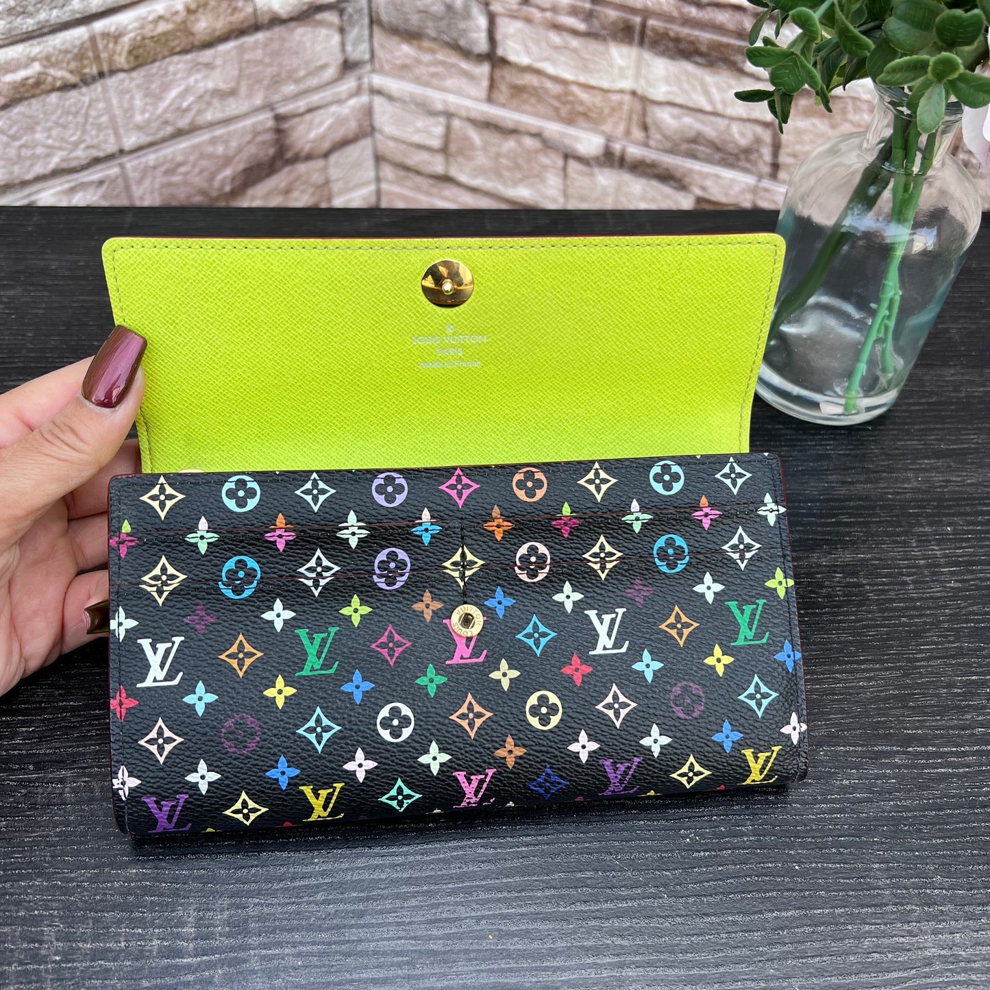 Sarah Black MC Wallet Neon Green