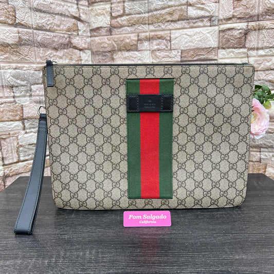 GG Supreme Web Wristlet Clutch